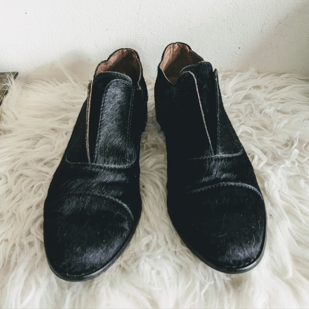 All Black Calf Hair Slip On Sneakers Oxford Loafer Flats Anthropologie 6.5 37